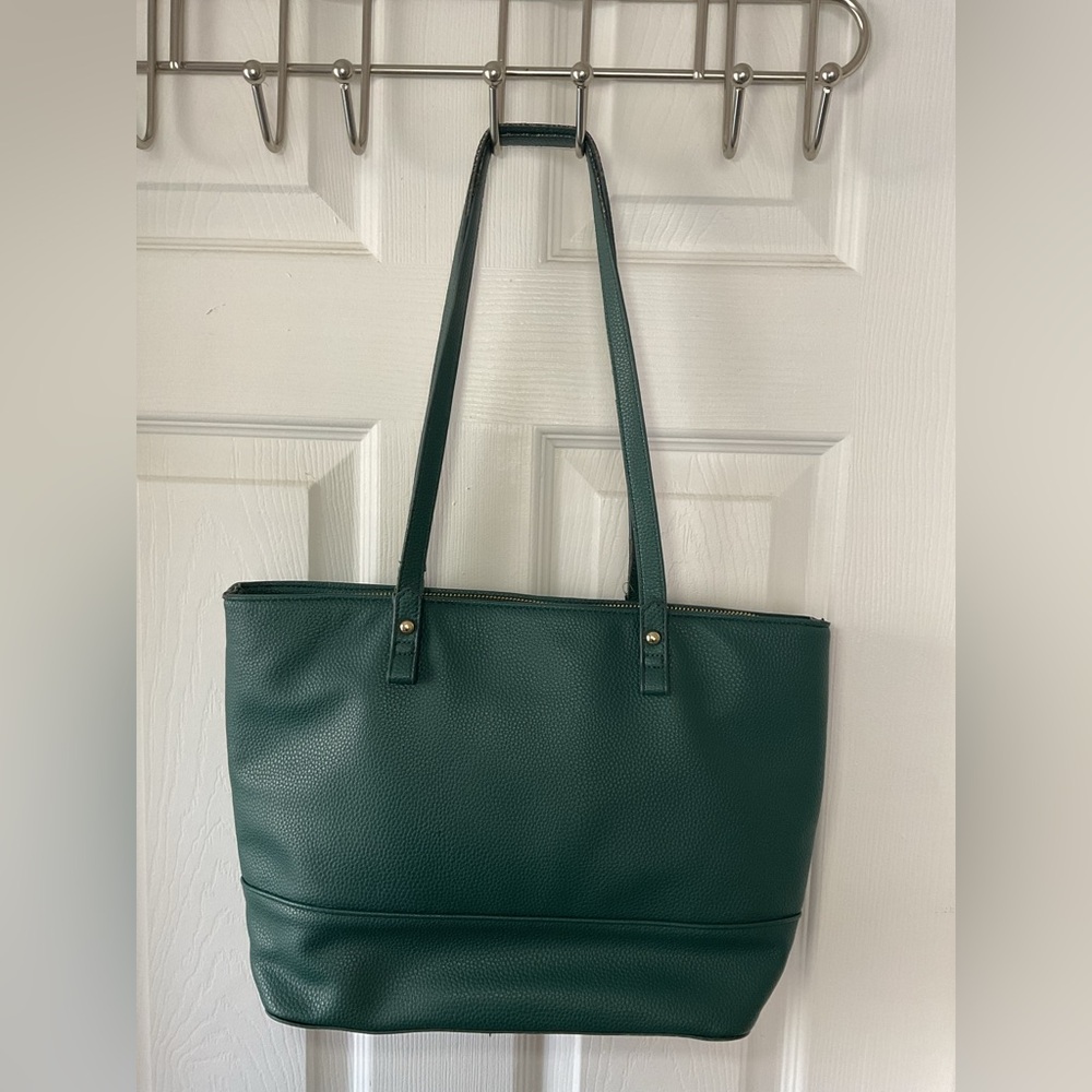 Nanette Lepore Green Pebbled Leather Tote Shoulder Work Bag - Picture 4 of 11
